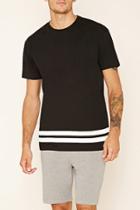 21 Men Men's  Black & White Varsity-striped Tee