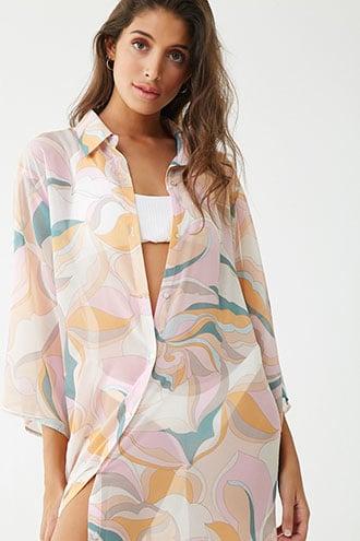Forever21 Abstract Shirt Dress Swim Cover-up