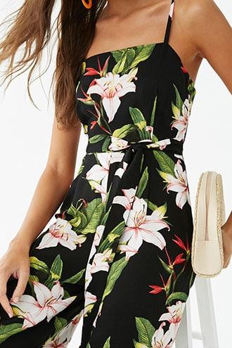 Forever21 Floral Self-tie Cami Jumpsuit