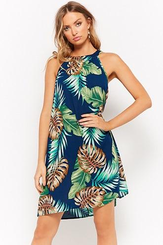 Forever21 Foliage Print Halter Dress