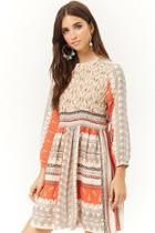 Forever21 Smocked Paisley Colorblock Dress