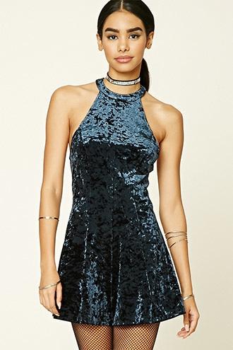 Forever21 Women's Hunter Green Crushed Velvet Romper