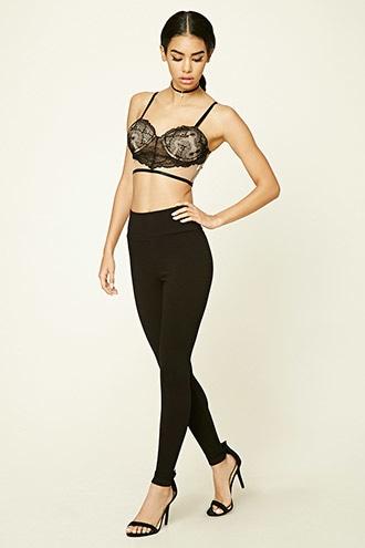 Forever21 Women's  Black Crepe Knit Leggings