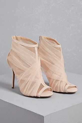 Forever21 Sheer Mesh Wrap Ankle Boots