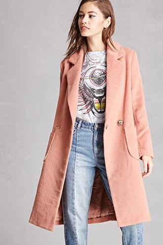 Forever21 Double-breasted Fuzzy Coat