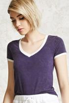 Forever21 Contrast V-neck Ringer Tee