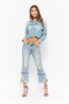 Forever21 Distressed Frayed Capri Jeans