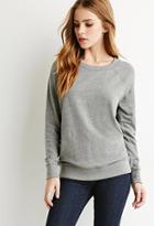Forever21 Plus Women's  French Terry Raglan Sweatshirt (heather Grey)