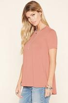 Forever21 Women's  Peach Flared Longline Top