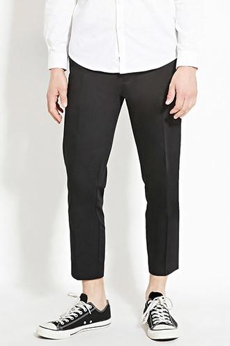 21 Men Men's  Cropped Slim Fit Trousers
