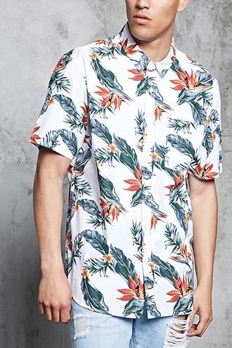 Forever21 Tropical Print Woven Shirt
