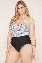 Forever21 Plus Women's  Plus Size Geo Cutout One-piece