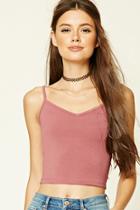 Forever21 Women's  Mauve V-neck Cropped Cami