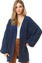 Forever21 Cable Knit Balloon-sleeve Cardigan