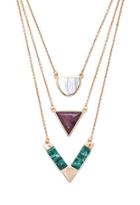 Forever21 Layered Faux Stone Necklace (gold/green)