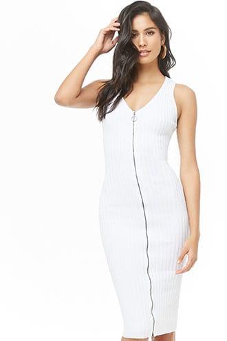 Forever21 Ribbed Zip-front Bodycon Dress