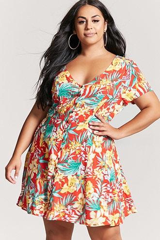 Forever21 Plus Size Floral Button-front Dress