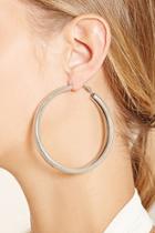 Forever21 Silver Spiral Etched Hoop Earrings