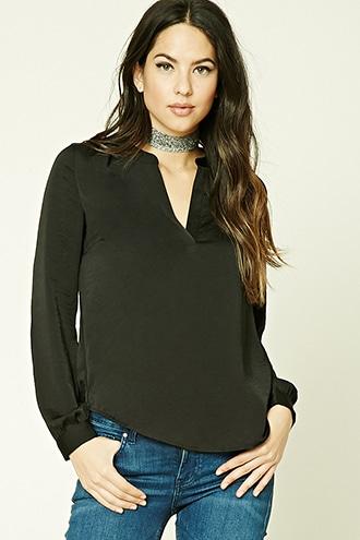 Forever21 Sheeny Popover Blouse
