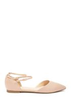 Forever21 Pointed Faux Leather Ankle-strap Flats