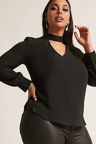 Forever21 Textured V-cutout Top