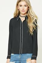 Forever21 Women's  Buttoned Contrast-trimmed Shirt