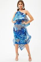 Forever21 Printed Flounce One-shoulder Dress