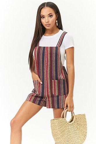 Forever21 Multi-striped Square Neck Romper