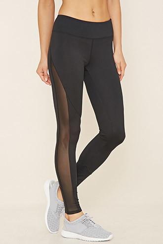 Forever21 Women's  Black Active Mesh-side Leggings