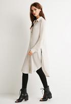 Forever21 Women's  Longline High-slit Shirt (beige)