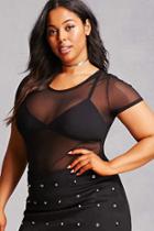 Forever21 Plus Size Ruched Sheer Mesh Tee