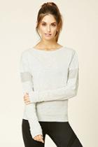 Forever21 Women's  Heather Grey Active Mesh-paneled Top
