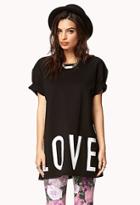 Forever21 Women's  Longline Love Hate Tee