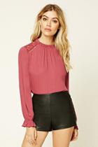 Forever21 Women's  Mauve Floral Lace-paneled Top