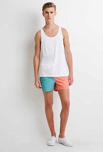 21 Men Men's  Colorblocked Swim Trunks