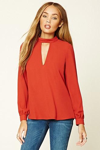 Forever21 Women's  Cutout-front Blouse