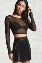 Forever21 Sheer Ribbed Crop Top