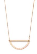 Forever21 Beaded Bar Pendant Necklace (gold/peach)