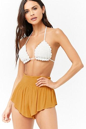 Forever21 Smocked Swim Cover-up Shorts