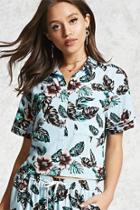 Forever21 Tropical Cropped Pajama Shirt