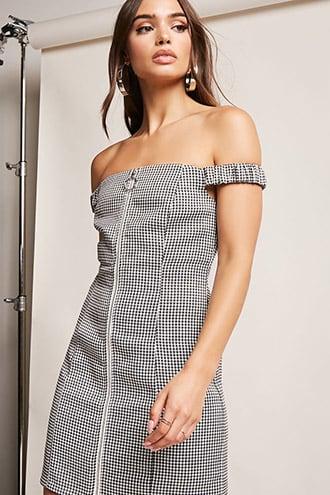 Forever21 Pull-ring Houndstooth Mini Dress