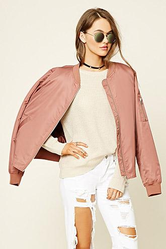 Forever21 Women's  Natural Ribbed Knit Sweater