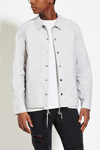 21 Men Men's  Grey Mens Drawstring-hem Cotton Jacket