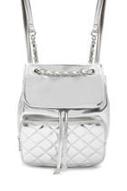 Forever21 Metallic Quilted Flap Top Backpack