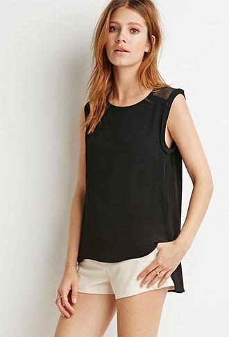 Love21 Netted Mesh-paneled Top