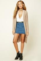 Forever21 Women's  Khaki Open-front Longline Cardigan