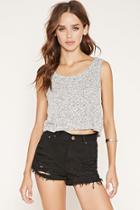 Forever21 Women's  Charcoal Marled Knit Crop Top