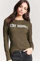 Forever21 Stay Humble Waffle-knit Top