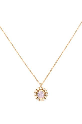 Forever21 Gold & Pink Floral Rhinestone Necklace