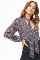 Forever21 Art Deco Tie-neck Top